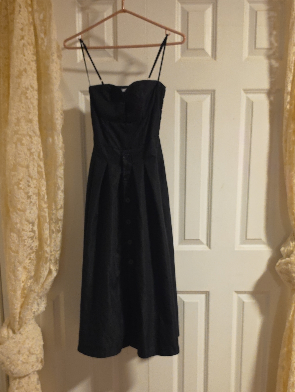 Classic Black Spaghetti-Strap Midi Dress
